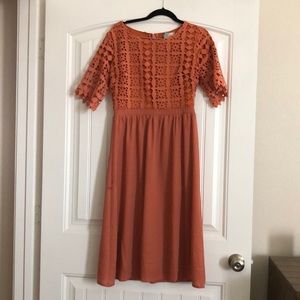 ❗️TODAY ONLY ❗️ROOLEE Orange Lace Midi Dress